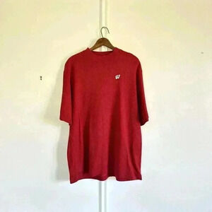 Wisconsin Badgers Cutter Buck Red Mock Neck Shirt Short Sleeve University XL Men